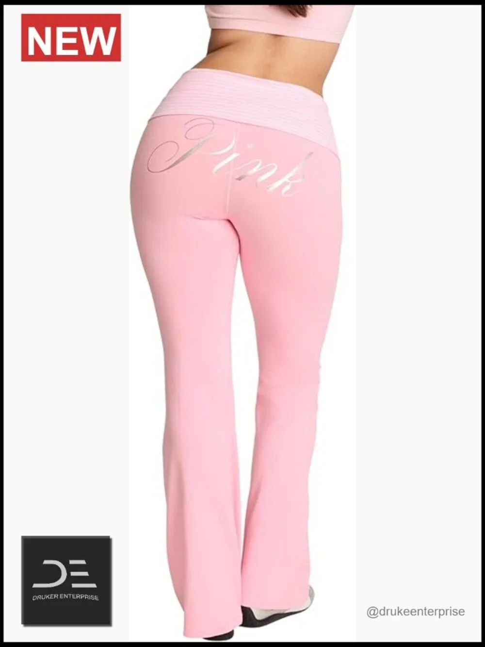 Cotton Foldover Flare Leggings with Adjustable Waistband